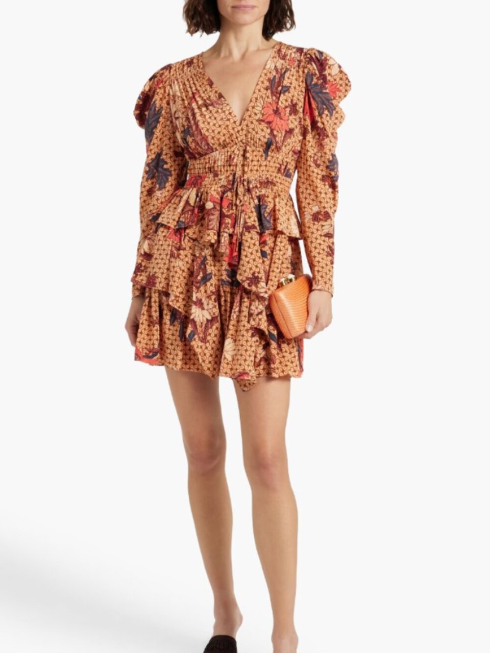 ULLA JOHNSON Oni ruffled printed silk crepe de chine mini dress - 00